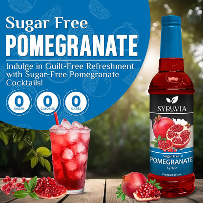 Syruvia Sugar-Free Pomegranate Syrup, Flavored Syrup for Drinks, Cocktails, Lemonades, Iced Teas, and Desserts – 25.4 fl oz