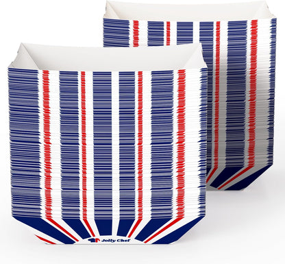 JOLLY CHEF 2lb Paper Food Trays, 250 Pack Paper Food Boats Disposable Serving Boats,Food Holder Trays for Snacks French Fries Nachos Hot Dog Tacos BBQ Party