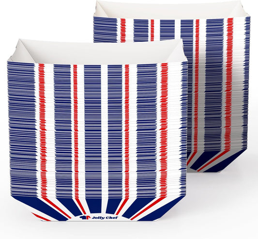 JOLLY CHEF 2lb Paper Food Trays, 250 Pack Paper Food Boats Disposable Serving Boats,Food Holder Trays for Snacks French Fries Nachos Hot Dog Tacos BBQ Party