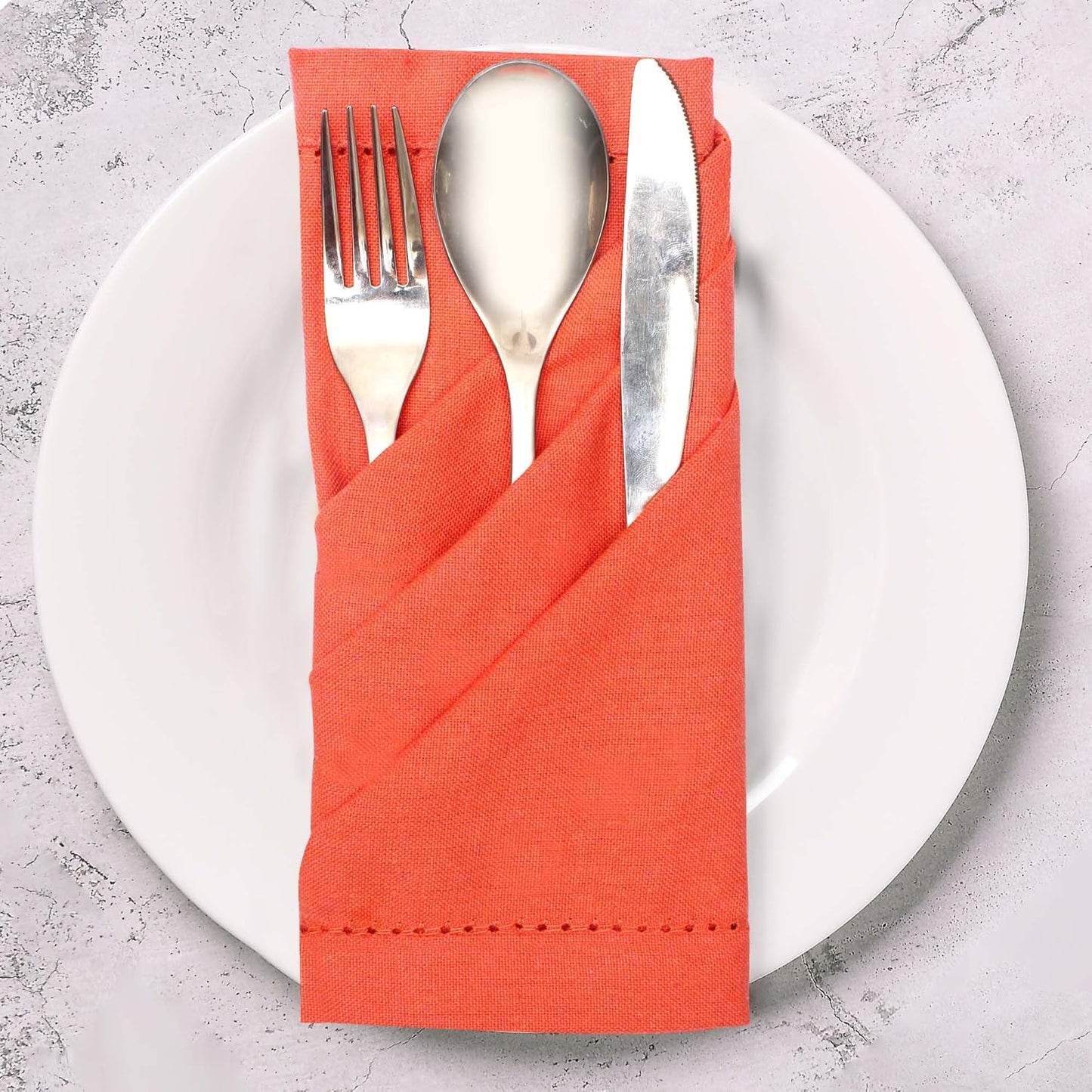 Urban Villa Cloth Napkins Set of 12(20x20 Inches)100% Cotton Hemstitch Napkins Cloth Washable Durable Reusable Absorbent Table Dinner Napkins Cloth for Hotel Lunch Restaurant Weddings Parties - Orange