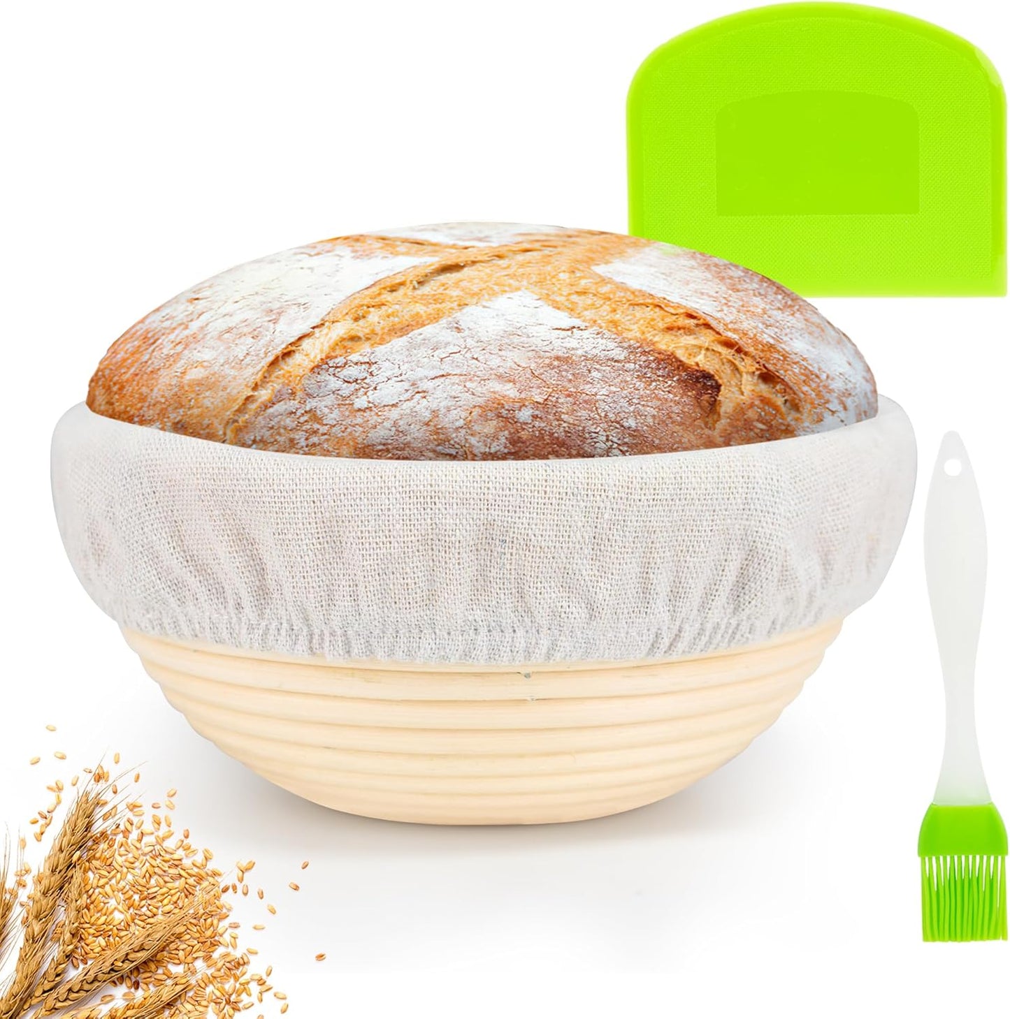 Banneton Bread Proofing Basket 7 Inch Sourdough Baking Rising Banaton Proofer Box Warmer Baskets Oval Round Bowl Cover Bowls Making Small Bulk Set Kit Supplies Tools Rattan Crock for Home Bakers Gifts
