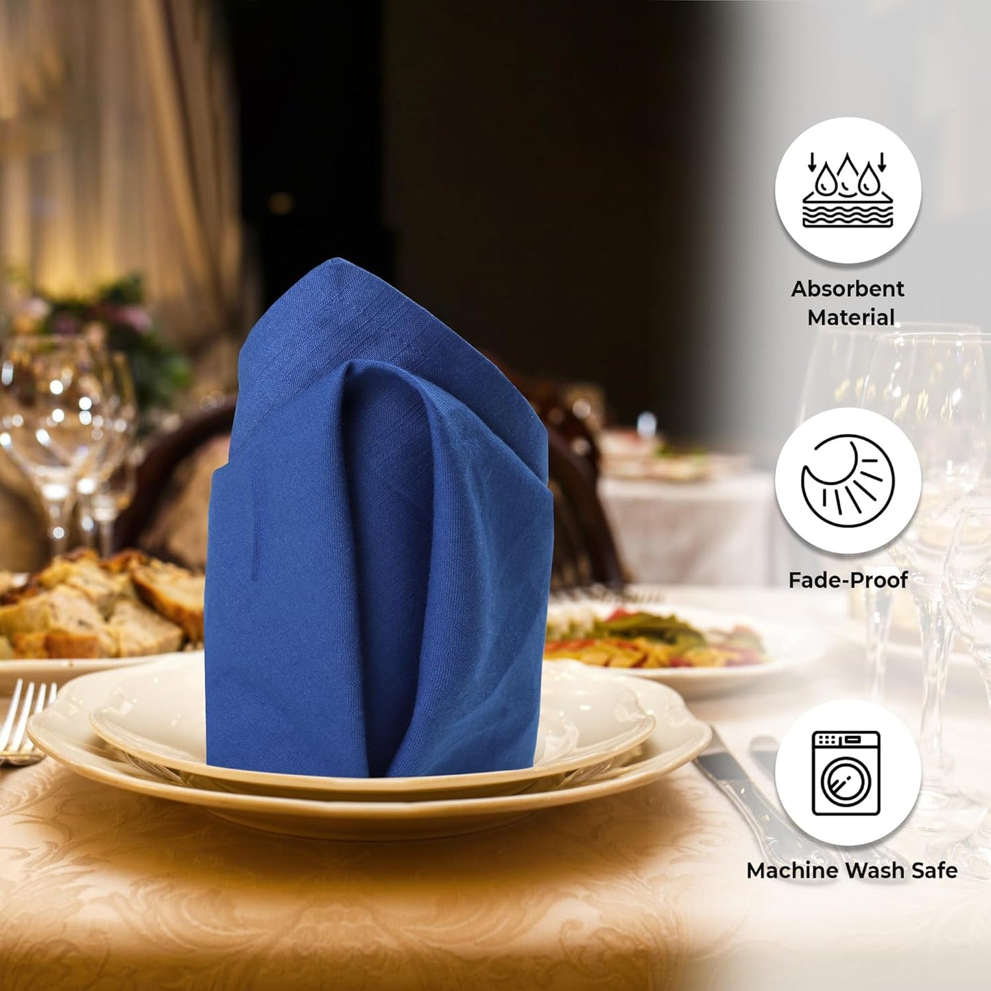 Urban Villa Cloth Napkins Set of 12 20x20 Inches 100% Cotton Napkins Cloth Washable Soft Durable Reusable Absorbent Table Dinner Napkins Cloth for Hotel Lunch Restaurant Weddings Parties-Royal Blue