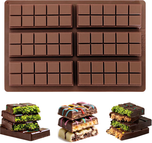 Silicone Chocolate Bar Mold - Non-Stick Durable Deep Dubai Chocolate Molds for Candy Bars, Dubai Pistachio, Energy & Protein Bars (10 Snap), Dishwasher Safe