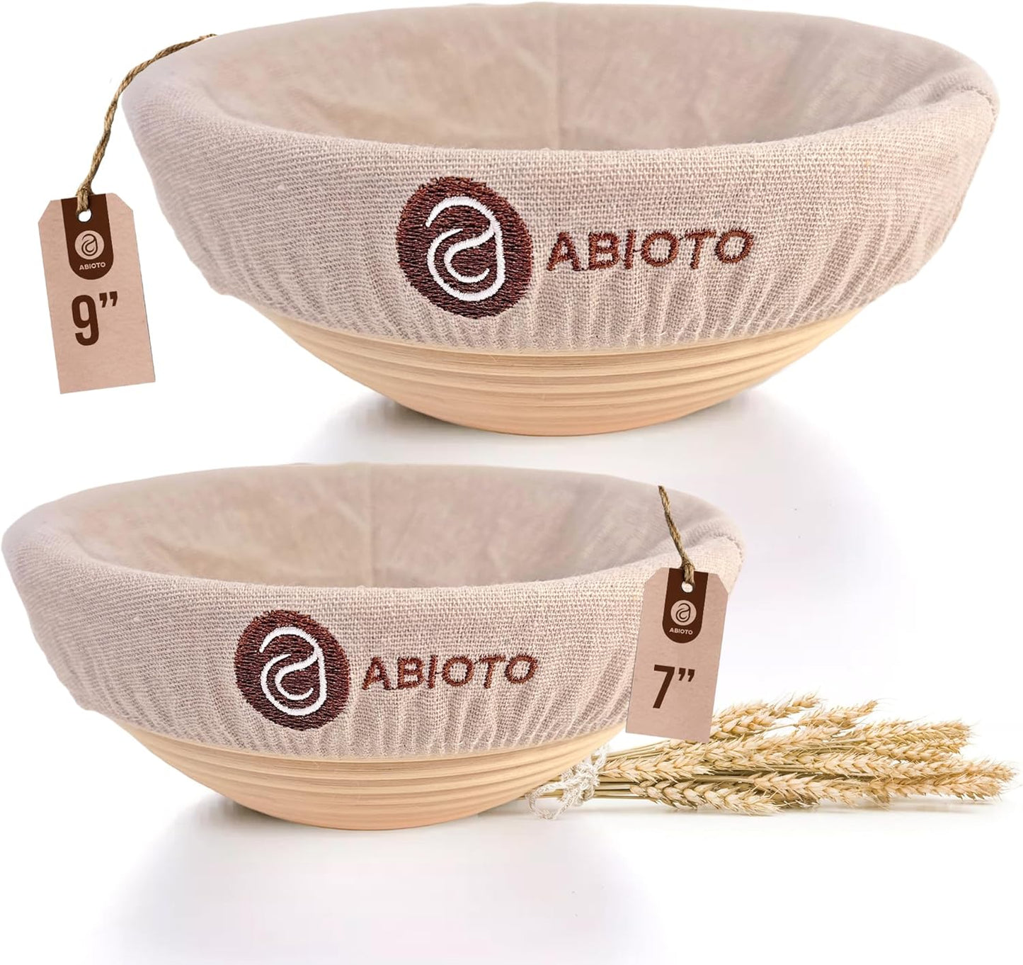 Bread Proofing Baskets for Sourdough Bread Baking - 7" and 9" Round Banneton Baskets with Liners, Made of the Finest Indonesian Rattan - Bake Perfect Artisan Bread Loaves at Home Like a Pro