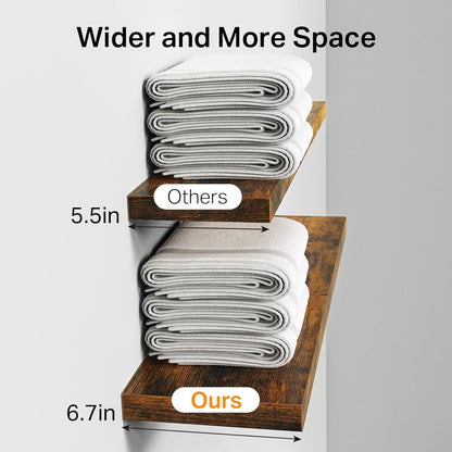 BAYKA Floating Shelves Bathroom for Wall – Shelf Over Toilet Farmhouse Rustic Wood for Bedroom, Kitchen, or Living Room Decor Organization, Christmas Decor Shelves – Rustic Brown, Set of 3