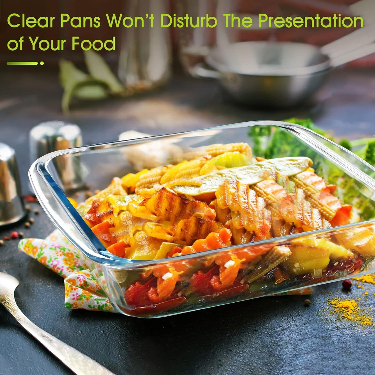 NUTRIUPS 1.7QT Square Glass Baking Dish,8.2x8.2In Square Baking Pan,Glass Baking Dish for Oven