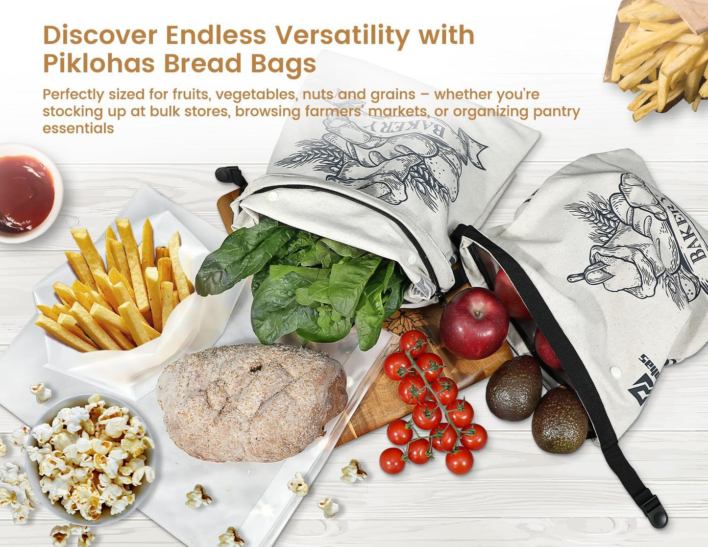 Sour Dough Bread Bags, 2 Sets Detachable Bread Storage for Homemade Sourdough, Reusable Linen Food Storage with Lining & Triple Lock for Fresh Keeping, BPA Free, Christmas Bread Maker Gifts