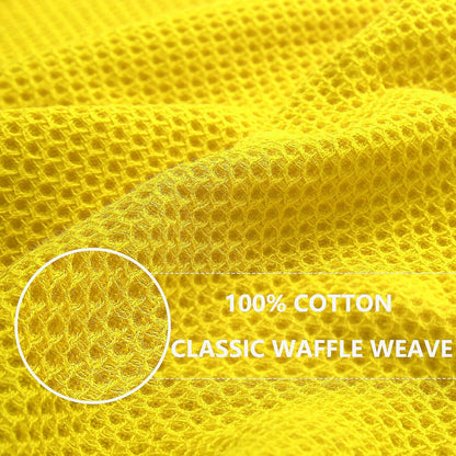 Homaxy 100% Cotton Waffle Weave Kitchen Dish Towels, Ultra Soft Absorbent Quick Drying Cleaning Towel, 13 x 28 Inches, 4-Pack, Yellow