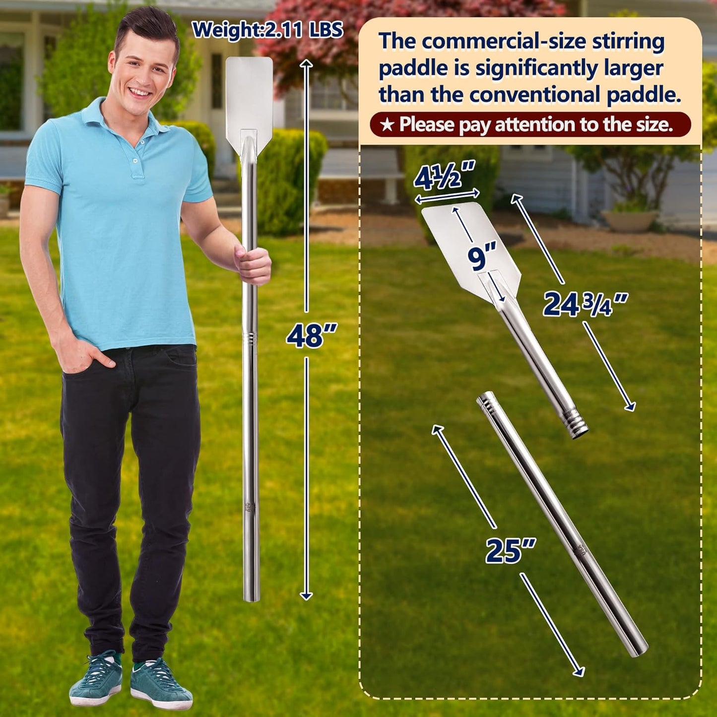 ARC 64quart Large Stainless Steel Stockpot with 48 inch Mixing Paddle for Seafood Boiler Crawfish Pot with Basket and Steam Rack, Stir Paddle for Large Batch Cooking Crab Lobster Shrimp, and Tamales