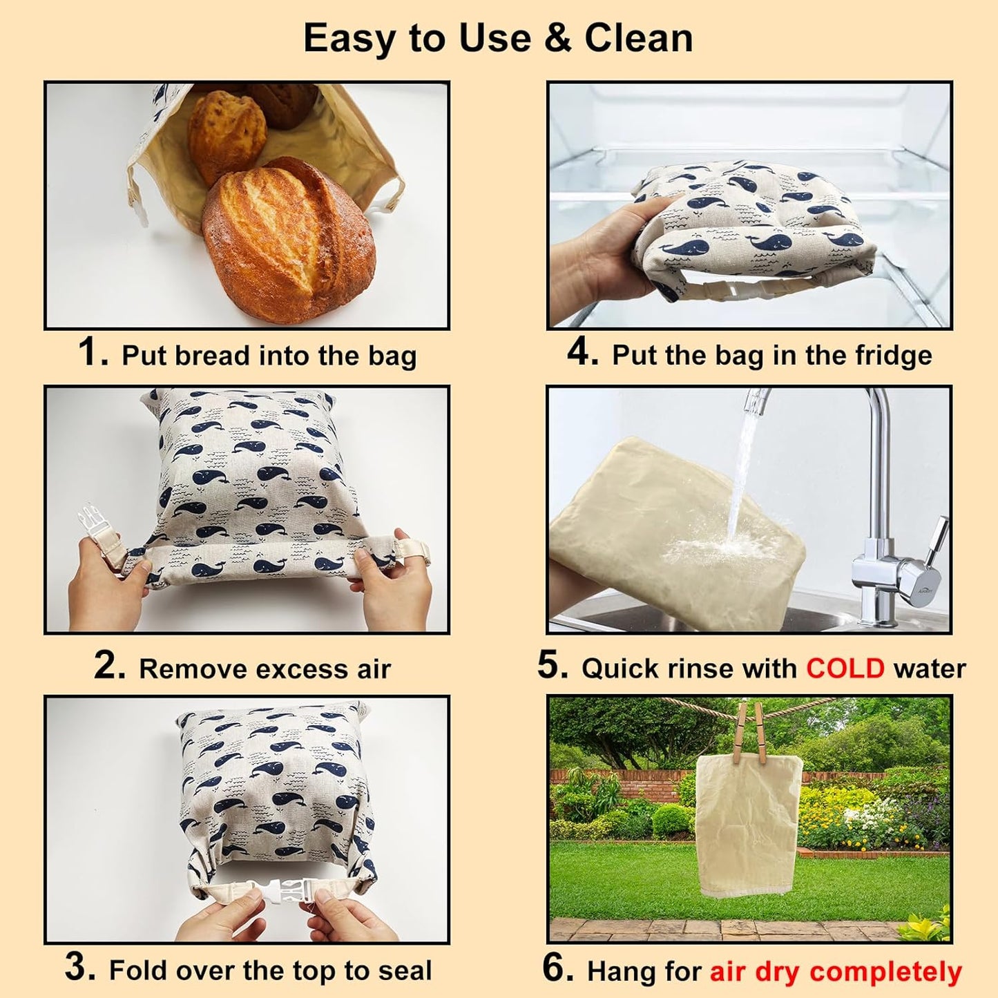 Reusable Beeswax Bread Bags for Homemade Sourdough: XL 13x17in (2 Pack) Eco-Friendly Plastic-free Food Storage | Moisture Lock Technology, Sustainable Fresh Food Preservation Solution