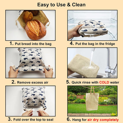 Reusable Beeswax Bread Bags for Homemade Sourdough: XL 13x17in (2 Pack) Eco-Friendly Plastic-free Food Storage | Moisture Lock Technology, Sustainable Fresh Food Preservation Solution