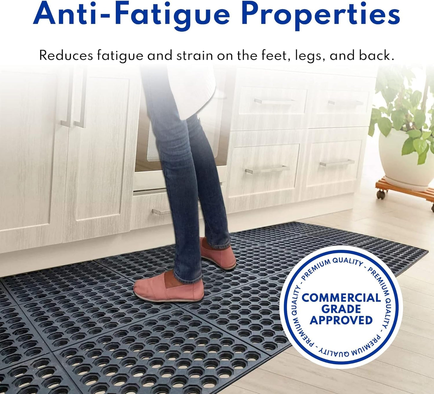 New Star Foodservice 54521 Commercial Grade Grease Resistant Anti-Fatigue Rubber Floor Mat, 36" x 60", Red