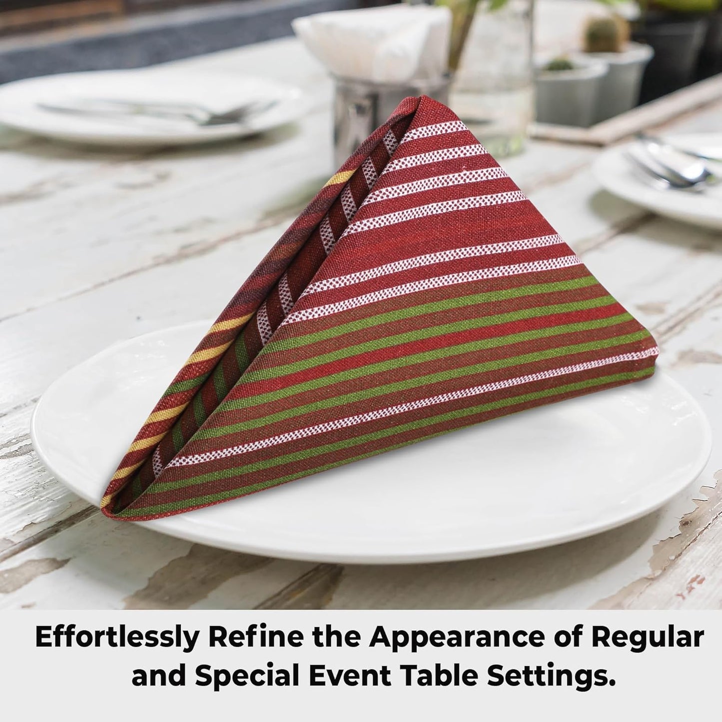 Urban Villa Cloth Napkins Set of 12 20x20 Inches 100% Cotton Napkins Cloth Washable Durable Reusable Absorbent Table Dinner Napkins Cloth for Thanksgiving Hotel Lunch Restaurant Parties –Stripes Print