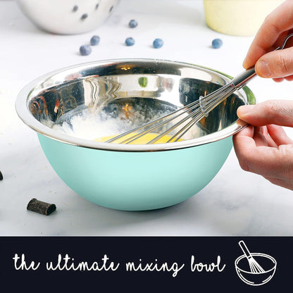 WHYSKO Meal Prep Stainless Steel Mixing Bowls Set, Home, Refrigerator, and Kitchen Food Storage Organizers | Ecofriendly, Reusable, Heavy Duty (Blue)