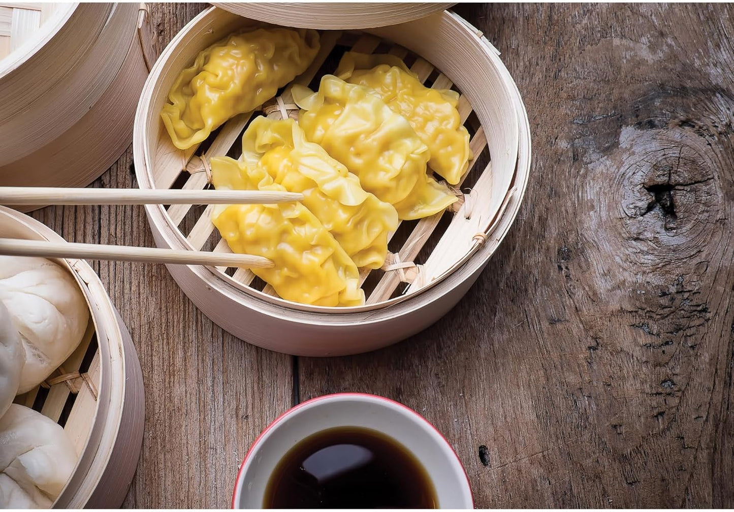 Helen's Asian Kitchen Bamboo Food Steamer with Lid - 100% Natural Bamboo - Basket Steamers for Cooking Dumplings, Dim Sum, Veggies, Fish, Meat - Preserve Nutrients & Flavors - 6-Inch