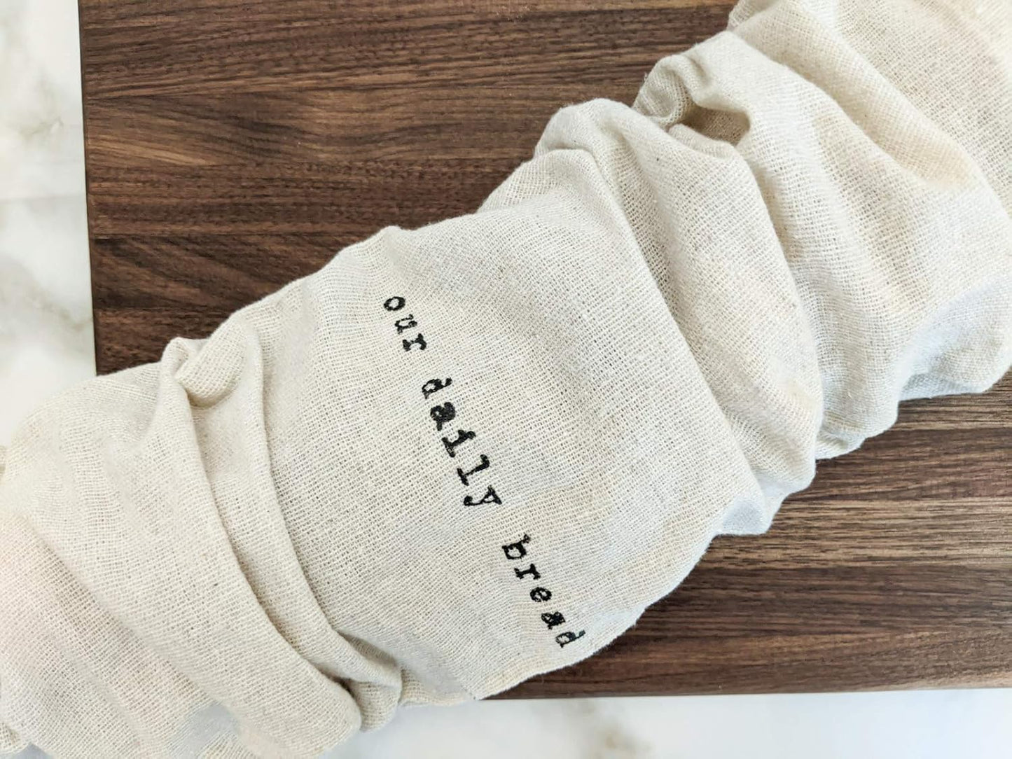 2 Pack Combo 1 (15x12 Boule) 1 (6x26 Baguette) Reusable Drawstring Bread Bags, Breathable, Washable, Linen, Beige