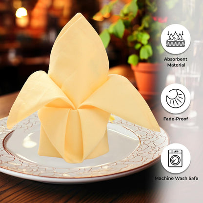 Urban Villa Cloth Napkins Set of 12 (20x20 Inches) 100% Cotton Napkins Cloth Washable Soft Durable Reusable Absorbent Table Dinner Napkins Cloth for Hotel Lunch Restaurant Weddings Parties – Yellow