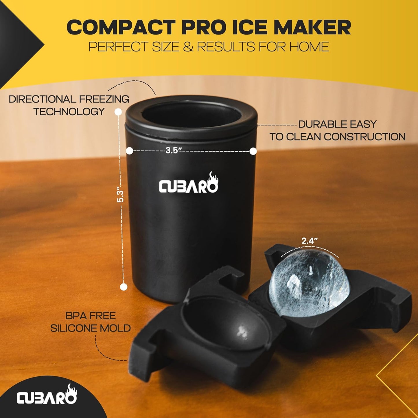 Single Clear Ice Ball Maker – 2.4" Crystal Clear Sphere Ice Mold with Premium Hard Shell Design – Round Ice Mold for Whiskey, Cocktails, Bourbon & Scotch (Single Ball)