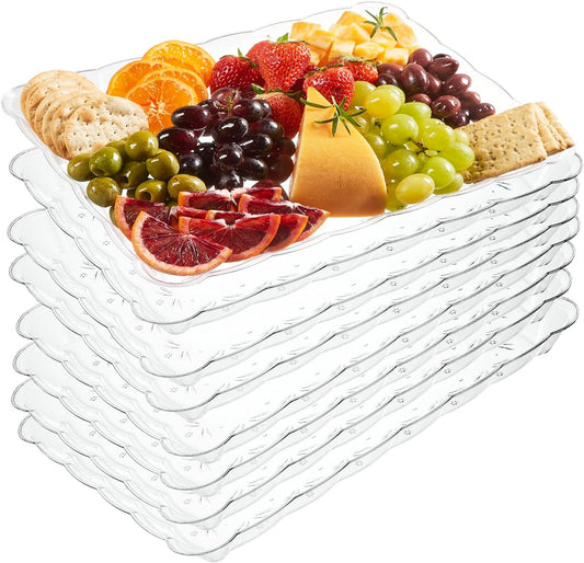 Plasticpro Plastic Serving Trays - Serving Platters Rectangle 9X13 Disposable Party Dish 8 Clear