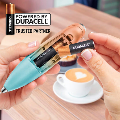 Zulay Kitchen Milk Frother Handheld Electric Whisk with AA Duracell Batteries – Durable Drink Mixer for Coffee, Lattes, Cappuccinos & More - Sunrise