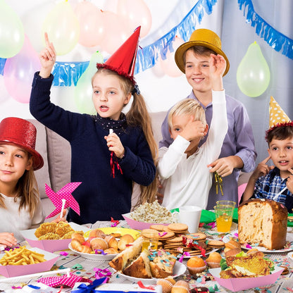 100 Pcs Pink Paper Food Tray Sturdy Disposable Food Boats Nacho Plates Disposable Serving Snack Trays for Catering, Party Birthday Supplies, and Food Service (Pink)