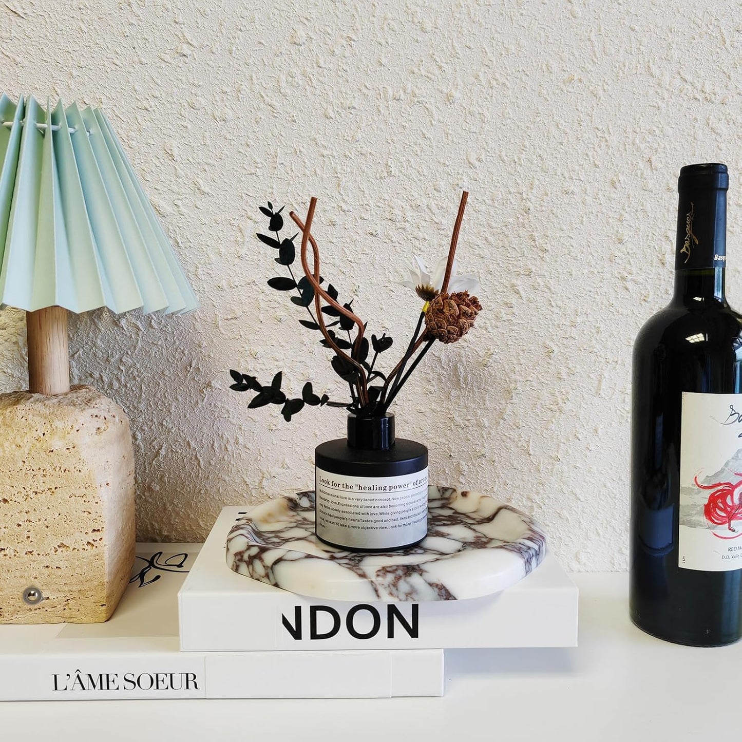 Marble Tray for Jewelry, Food and Daily Items, Irregular Stone Sculpture, Suitable for Home Decor Storage Tray Vanity/Dresser Non-Resin/Non-Ceramic (yuanduo-baoge)