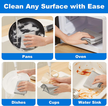 JOYMOOP Multipurpose Non-Scratch Wire Dishwashing Rag for Wet and Dry, Reusable Cleaning Cloths, Scrubbing Pads for Dishes, Glass, Stainless Steel - 5 Pack