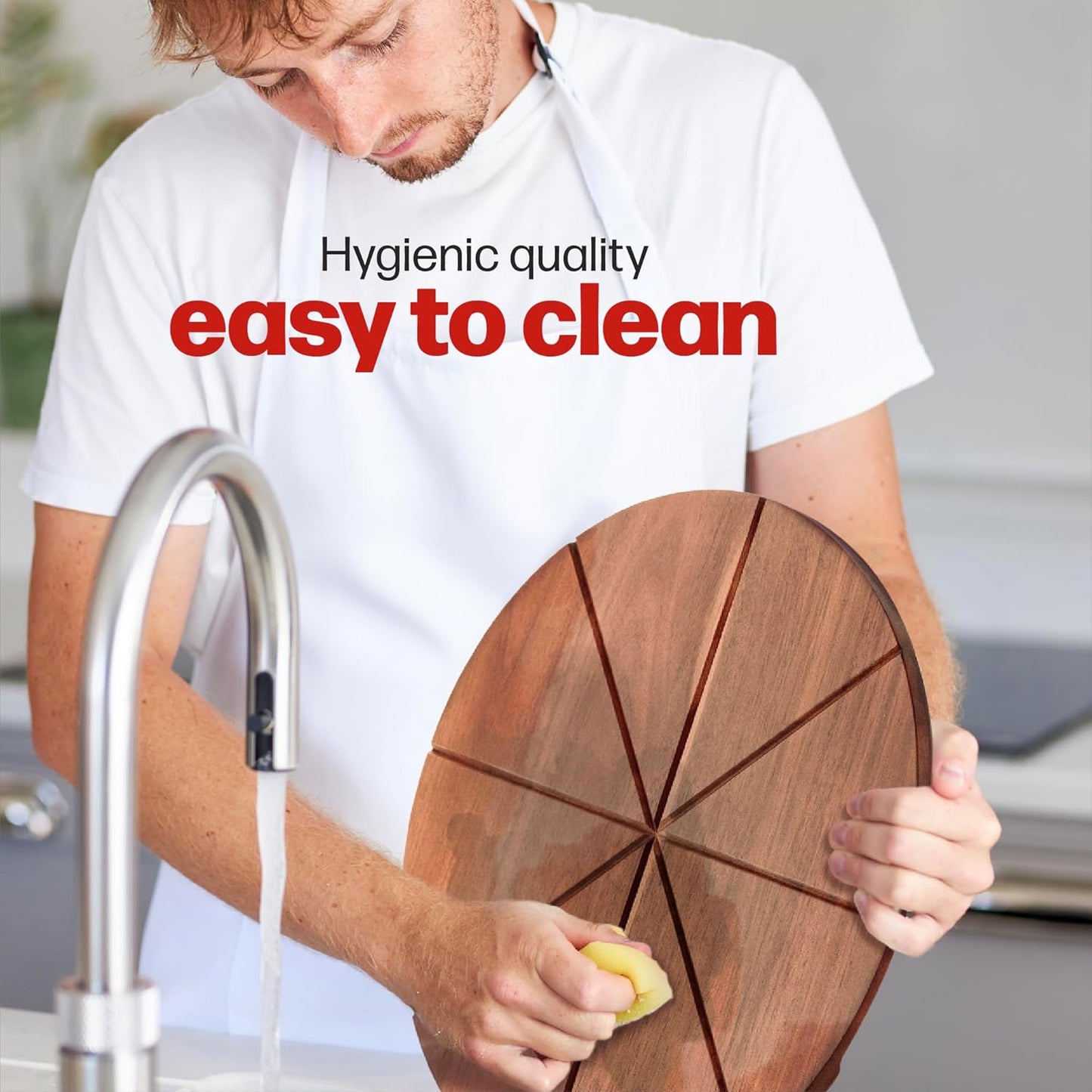 Hans Grill Pizza Cutting Board and Pizza Cutter Rocker Blade Gift Set Professional Stainless Steel Food Slicer with 13.5" Acacia Wooden Board Perfect for Slicing and Serving Pizza, Pies and Cheese