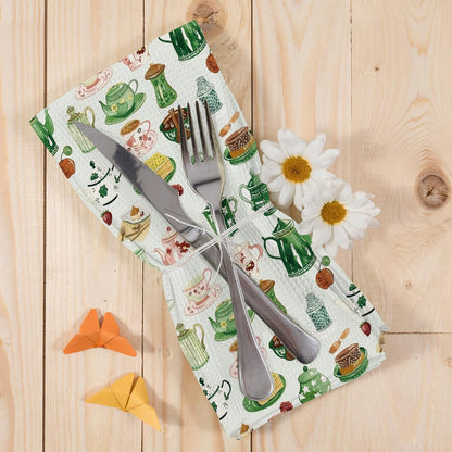 Vintage Spring Floral Teacups Kitchen Dish Towels, Coffee Cup Kitchen Decor, Retro Cottagecore Lover Gifts, Roses Flower Hand Towels Kitchen Tea Towels Decorations, 16x24inch