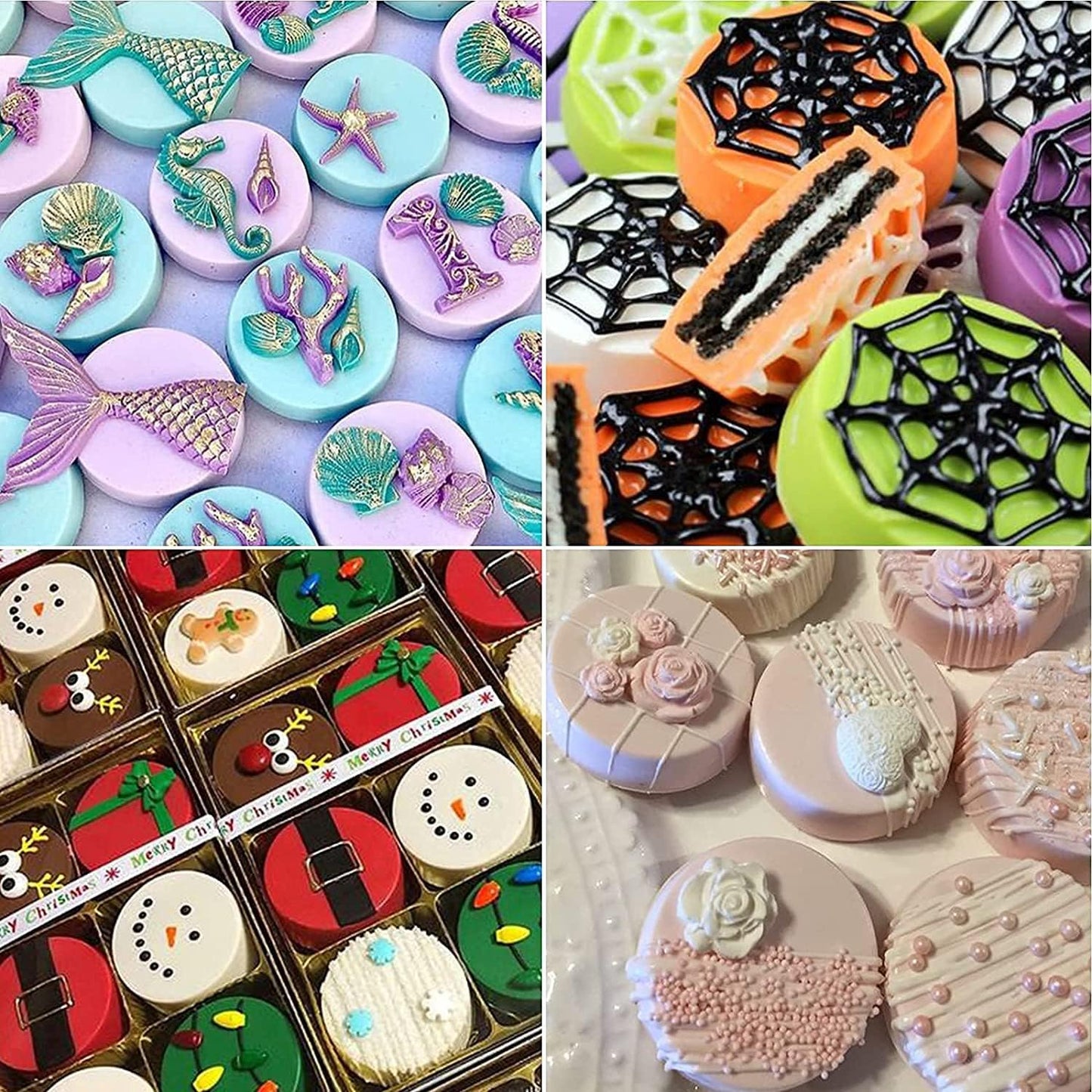 Actvty Round Chocolate Cookie Molds, 3 Pieces 12-Cavity Cylinder Chocolate Silicone Molds for Covered Oreo, Cookies Candy Jelly Mini Cakes and Muffin Baking(Green)