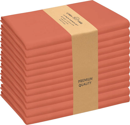 Urban Villa Cloth Napkins Set of 12 20x20 Inches 100% Cotton Napkins Cloth Washable Durable Reusable Absorbent Table Dinner Napkins Cloth for Thanksgiving Hotel Lunch Restaurant Parties – Rust Slub