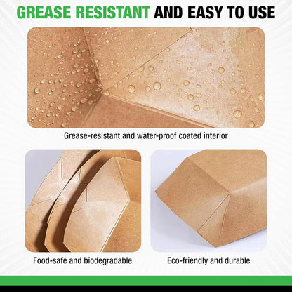 Ruthy’s Outlet Paper Food Trays Disposable Paper Boat, Kraft Serving Boats, Food Holder Trays for Snacks French Fries Nachos Hot Dog Tacos BBQ Party & Concessions (200, 5 lb)