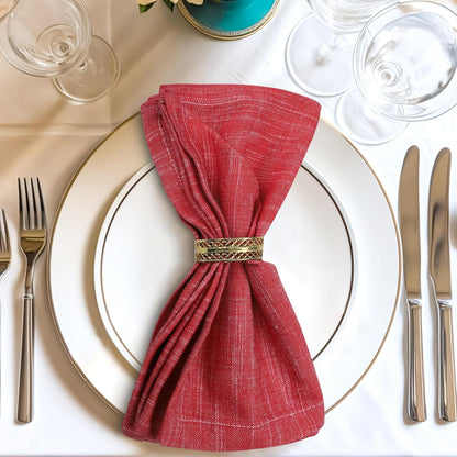 Urban Villa Dinner Napkins Red White Chambray Cloth Napkins (Set of 12) Oversized 20x20 Inches 100% Cotton Slub Premium Quality Soft Durable Mitered Corners Reusable Washable Everyday Use Napkins