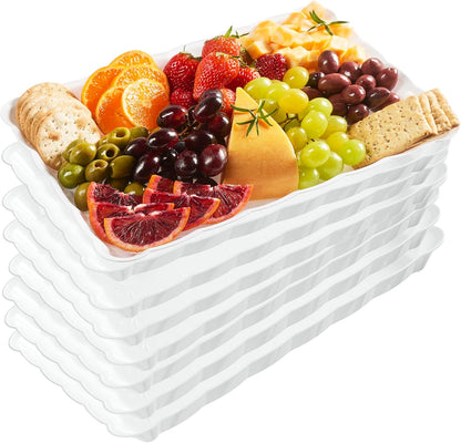 Plasticpro Plastic Serving Trays - Serving Platters Rectangle 9X13 Disposable Party Dish 8 White Trays