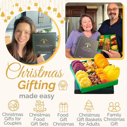 Dried Fruit Gift Basket - 7 Tropical Flavor Christmas Dried Fruit Basket Gift - 12.5oz Soft Fruit and Nut Gift Baskets - Dry Fruits Gift Box - Holiday Christmas Gifts Baskets for Adults and Families