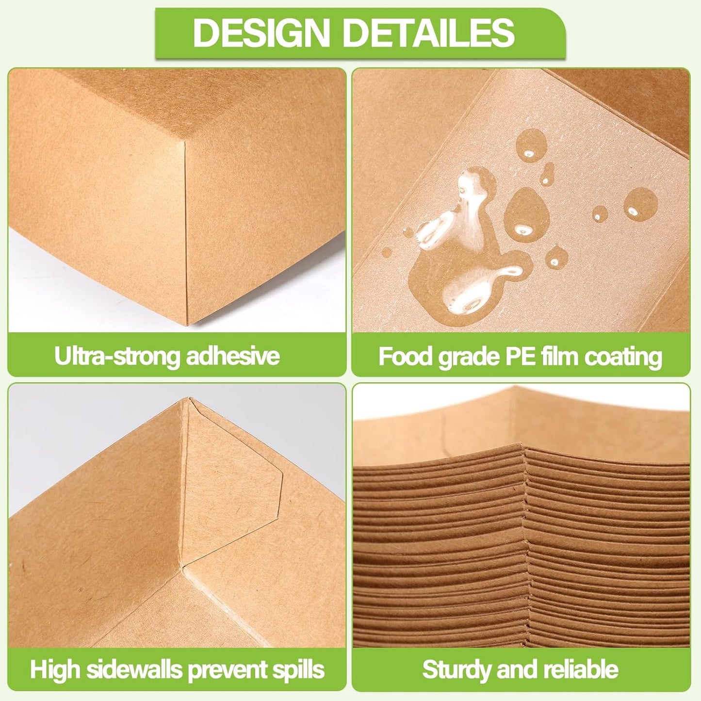 250 Pack 3lb Heavy Duty Kraft Leak Proof Paper Food Boats Disposable Nacho Trays Extra Large Food Serving Holder for Chips, Hot Dogs, Popcorn, Snacks, BBQ, Party, Picnic, Wedding (250)