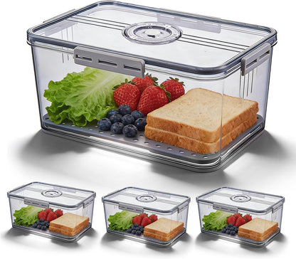 4 Pcs Airtight Bread Box with Date Indicator Lid, Kitchen Counter Bread Storage Container, Portable Bread Boxes for Homemade Bread, Toast, Bagel, Donut, Cookies and Fruit (Grey)