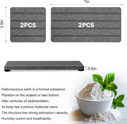 4PCS Fast Drying Diatomite Stone Soap Tray for Bathroom and Kitchen, Vanity Tray, Water Absorbing Coaster
