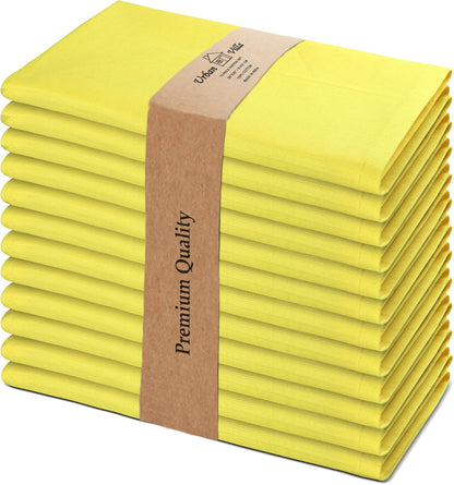 Urban Villa Cloth Napkins Set of 12 20x20 Inches 100% Cotton Napkins Cloth Washable Soft Durable Reusable Absorbent Table Dinner Napkins Cloth for Hotel Lunch Restaurant Weddings Parties-Neon Yelllow