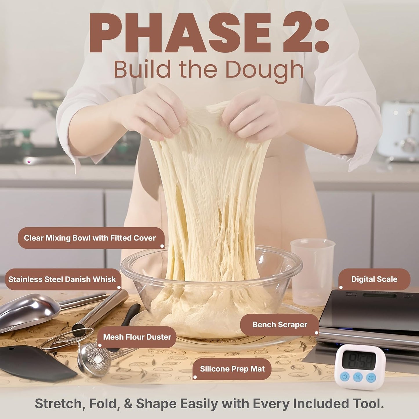 Super Deluxe All-Inclusive 𝗣𝗥𝗘𝗠𝗜𝗨𝗠 Sourdough Starter Kit with Pot. Sourdough Bread Baking Supplies, Scale, Oval & Round Baking Slings, 4 proofing Baskets, Bowl, Timer, Beginner Guide & Recipes