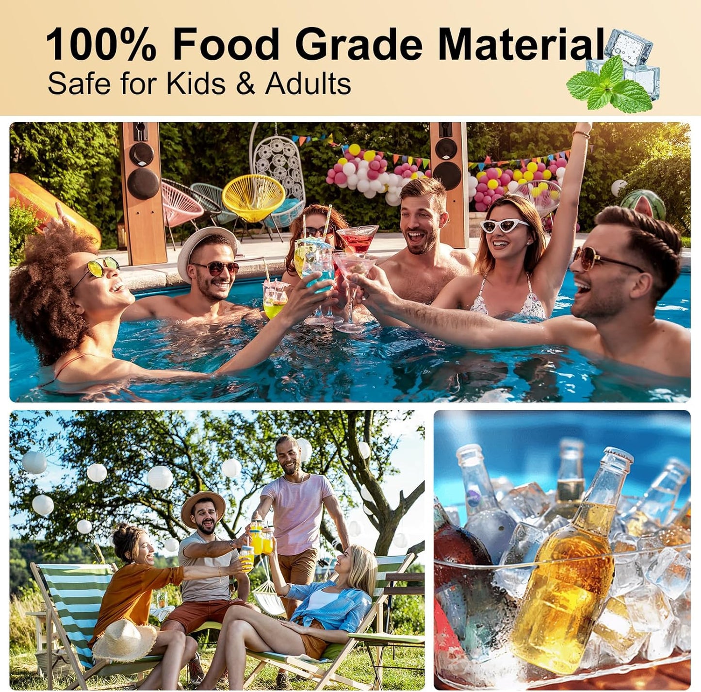 Ice Cube Tray 2 Pack – Stackable Large Silicone Ice Cube Freezer Molds & Easy Release Square Ice Cube Maker with Removable Lid BPA Free for Cocktail,Whiskey，Soup Baby Food