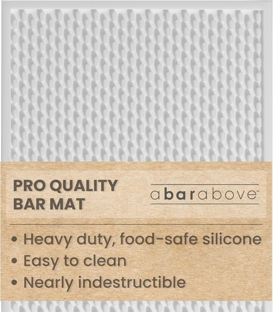 A Bar Above Heavy Duty Bar Mat, Food Safe Silicone Mat, Bar Mats for Countertop, Commercial Strength Bartender Accessories, Dish Drying Mat for Kitchen Counter, Barista Accessories, 12” x 18”