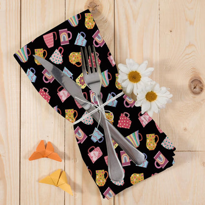 Trendy Teacups Kitchen Dish Towels Black, Coffee Cups Teapots Kitchen Decor, Aesthetic Garden Tea Lover Gifts for Women men, Tea Time Hand Towels Kitchen Bathroom Tea Towels Decorations, 16x24inch