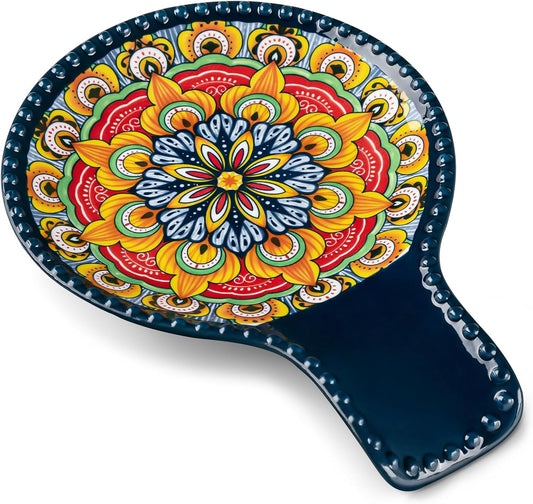 vancasso Ceramic Spoon Rest for Stove Top, 7.7 Inch Cooking Spoon Holder for Kitchen Counter Decor, Spoon Holder for Coffee Spoon Rest, Spoon Cradle, Spatula, Spoons or Tongs, Decorations, Blue