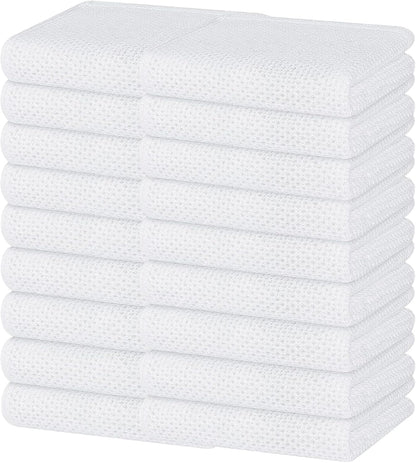 Homaxy 100% Cotton Waffle Weave Kitchen Dish Towels, Ultra Soft Absorbent Quick Drying Cleaning Towel, 13 x 28 Inches, 18-Pack, White