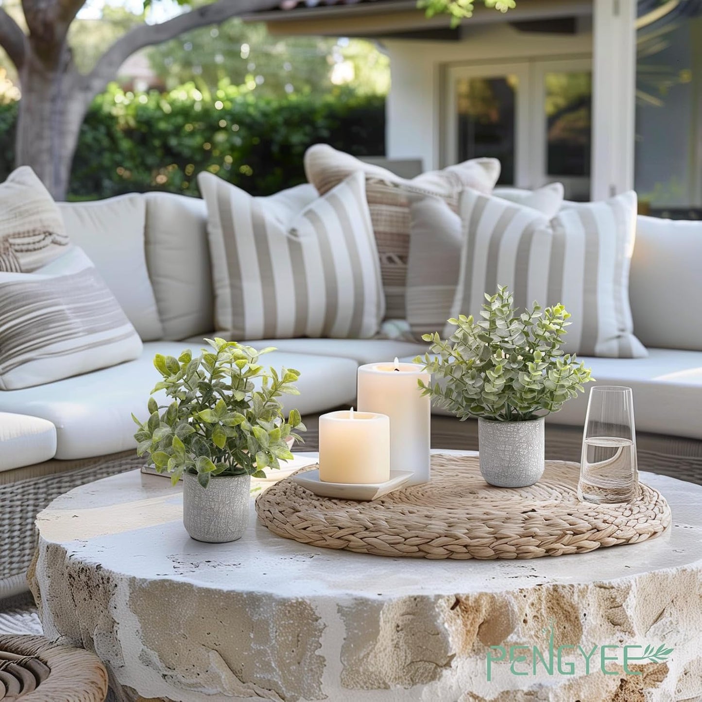 4 Pack Small Fake Plants in Farmhouse Concrete Planter, Artificial Plants Indoor for Home Decor, Small Faux Plants Indoor for Bathroom Bedroom Shelf Desk Office Table Kitchen Room Decor