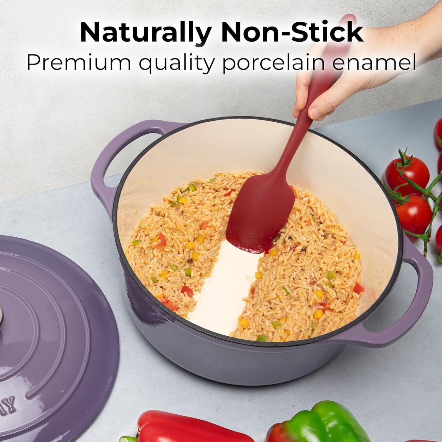 Zulay Kitchen 6 Quart Enameled Cast Iron Dutch Oven Pot with Lid – Premium Durability & Oven Safe up to 500°F – Heavy Duty Cookware Perfect for Bread Baking, Stews, Braising & Roasting – Lavender Jade