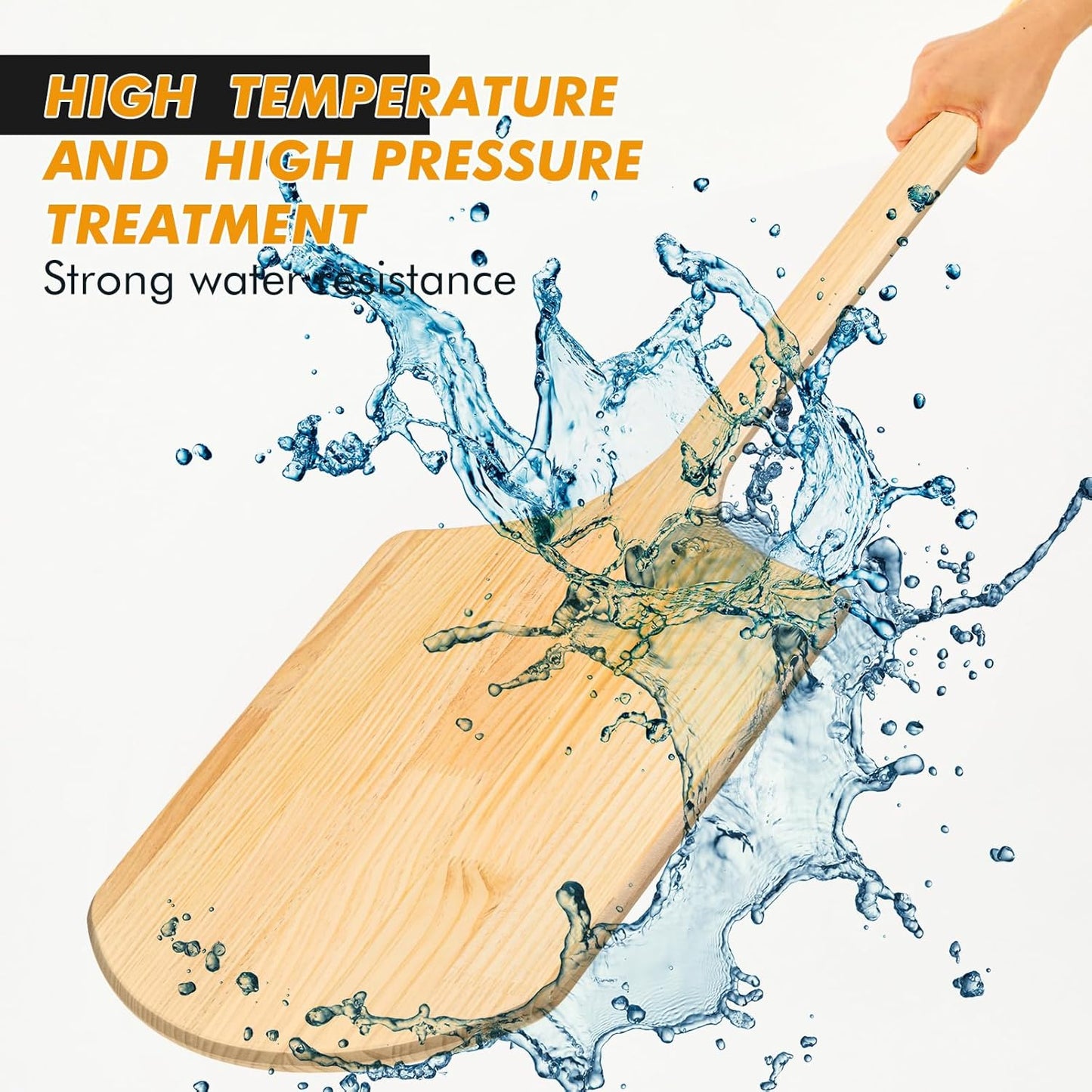 Bokon 2 Pack Wooden Pizza Peel, 16 x 14 Inch Large Pizza Paddle Set with 4 Inch Wooden Handle for Oven, Stone, Pan or Grill, Spatula for Baking Bread and Cake - Indoor & Outdoor