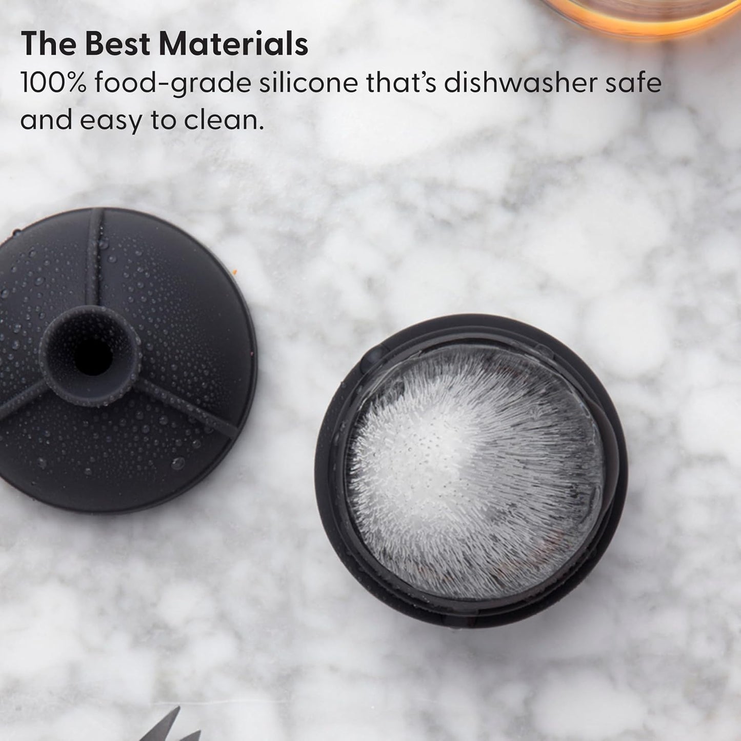 W&P Peak Silicone Single Sphere Ice Mold w/ Cover | Charcoal | Easy to Remove | Round Cocktail Whiskey Drink Ice Maker | Food Grade Premium Silicone | Dishwasher Safe, BPA Free