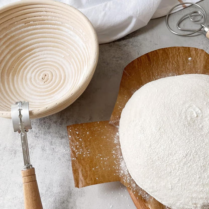 Banneton Bread Proofing Basket Banneton Basket Set Sourdough Proofing Basket Round Proofing Bowls Handmade Rattan Baskets and Liners (2 Round 9 inch Baking Set)